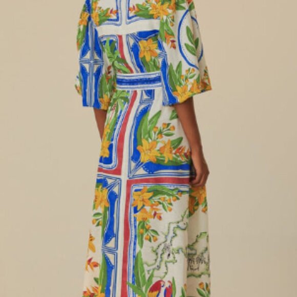 Farm Rio Off White Tropical Destination Midi Dress - Picture 2 of 4